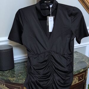 Anne Fontaine Black Short Sleeve Top. NWT  Size 38 (4/6). Stretchy